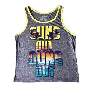 Sun Out Guns Out Tank Grey Summer Beach Sunset